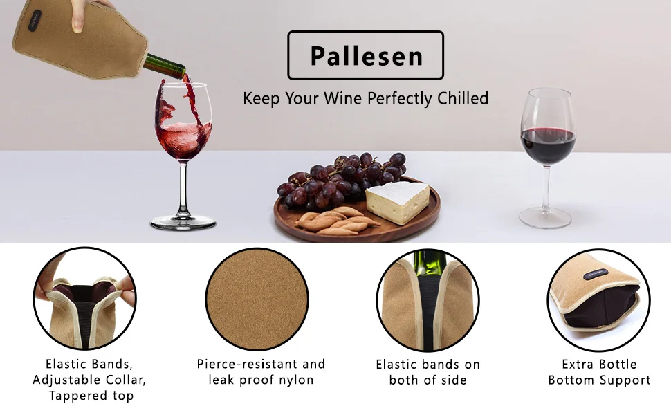 Senwo Portable Wine Cooler Sleeve /Reusable Wine Bottle Chiller / Keep Wine Cool and Refreshing for Standard Size Bottles