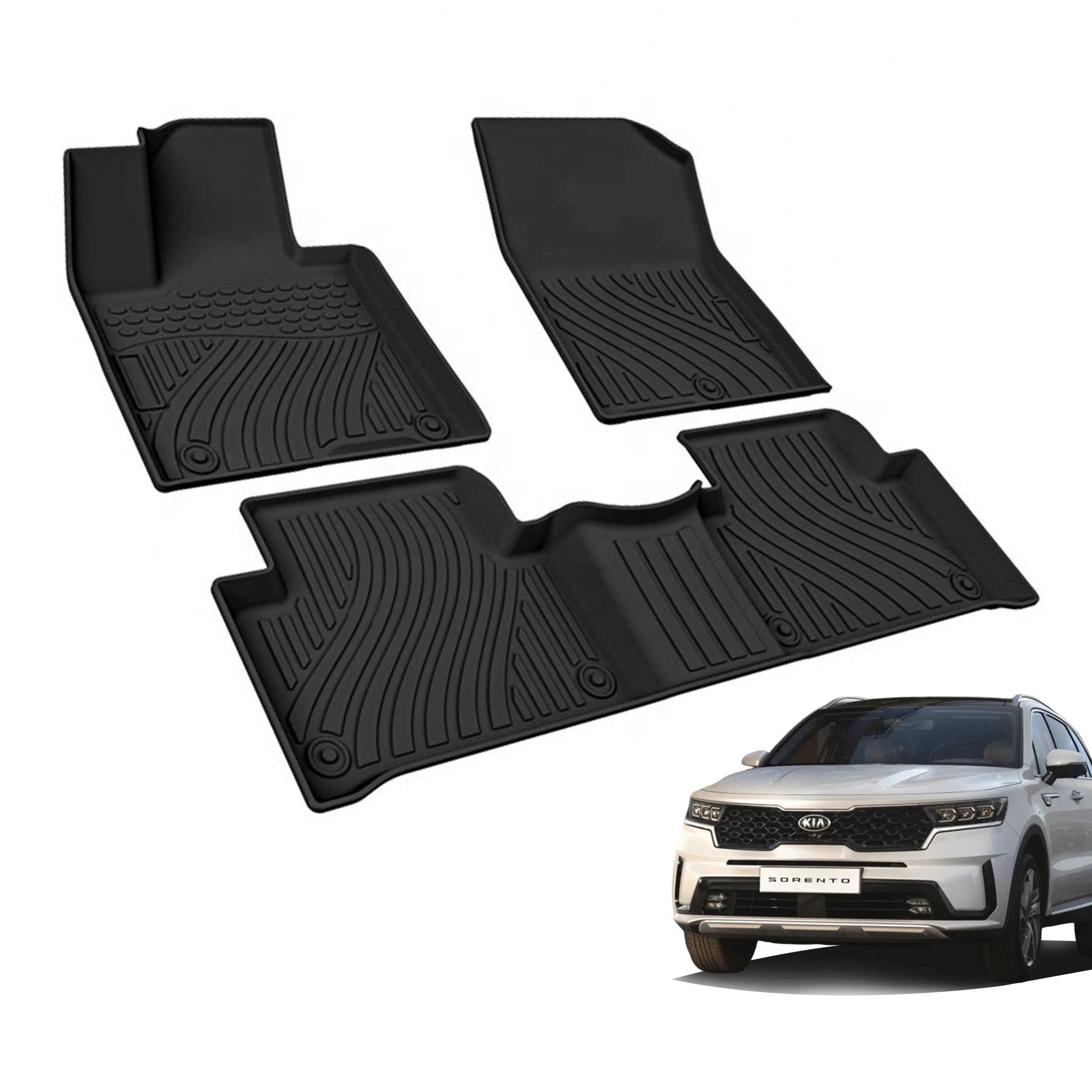 Custom logo 3d tpe winter car floor mat all weather durable interior liners printed car mat for KIA SORENTO