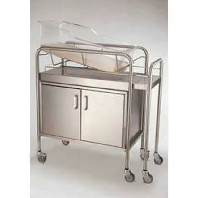 Hospital Medical Bassinet Stainless Steel Medical Trolley with Baby Bed Crib Bassinet Cart