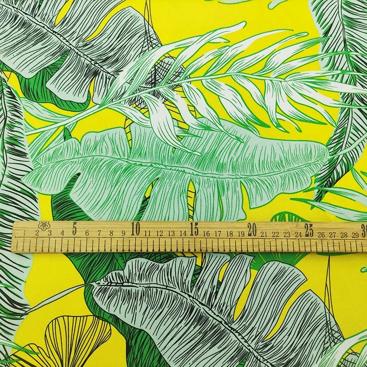 Wholesale Custom Textile Leaves Pattern Printed 100% Rayon Viscose Challis Fabric In Thailand