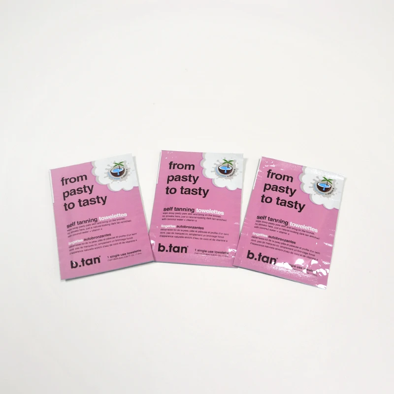 Disposable individual single pack wet wipes sunscreen wipes custom print wet wipes