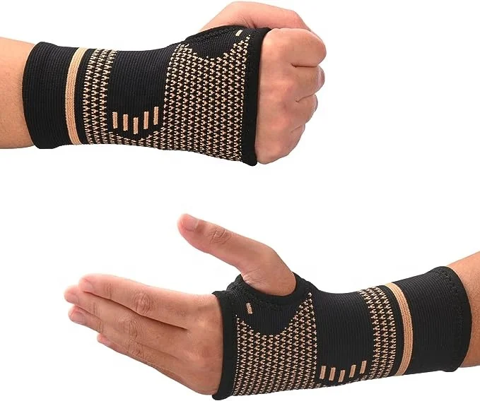 Professional Unisex Nylon Copper Wrist Brace for Sprains Copper Wrist Sleeve Wristband