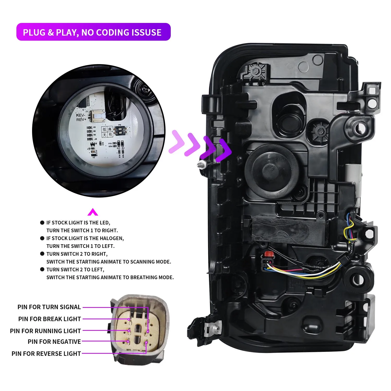 Archaic Full LED Ford Bronco Rear Lamp with Sequential Turn Signal Car Lights For Ford Bronco 2021 2/4 Door Taillights