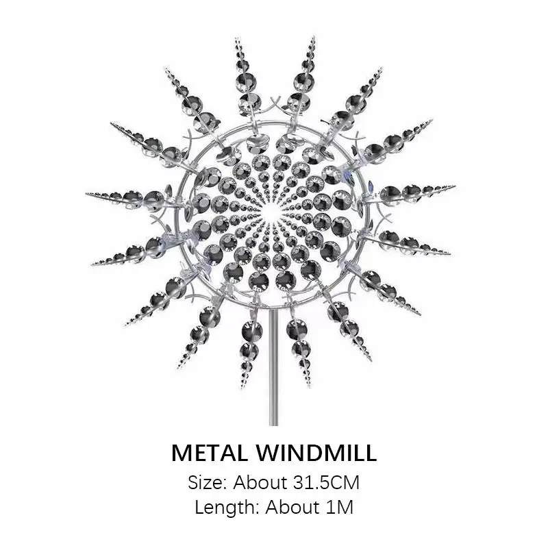 Novel Peculiar Wind Kinetic Energy Art Windmill 3d Vertical Axis Windmill Outdoor Garden Ornament Metal Windmill