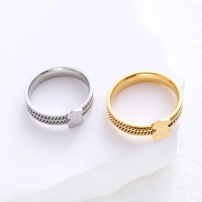 Vintage Personalized Little Bear Chain Ring Female Crowd Design Sense In Fashion Network Red Index Finger Fashion Sweet Decorate