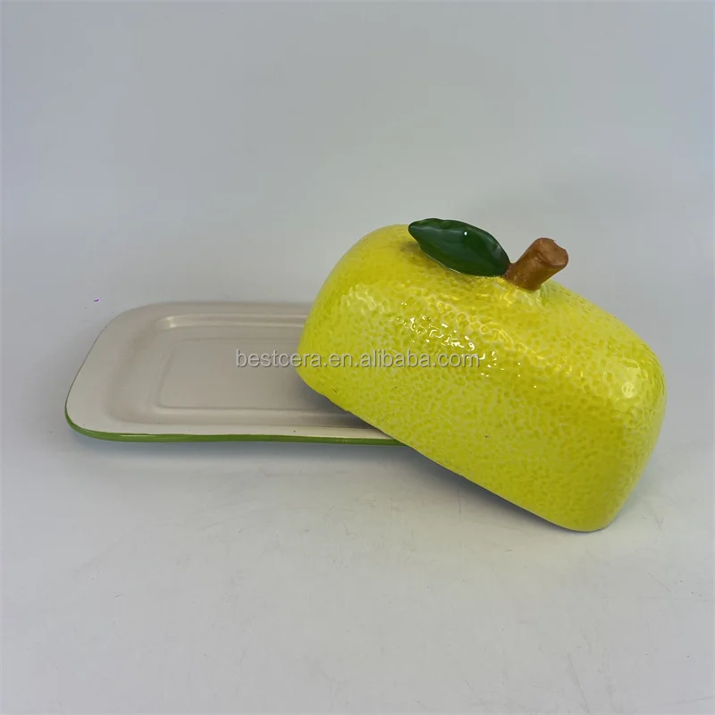 Creative Fruit Design Butter Plate Cake Serving Plate Personalized Ceramic Butter Dish With Cover