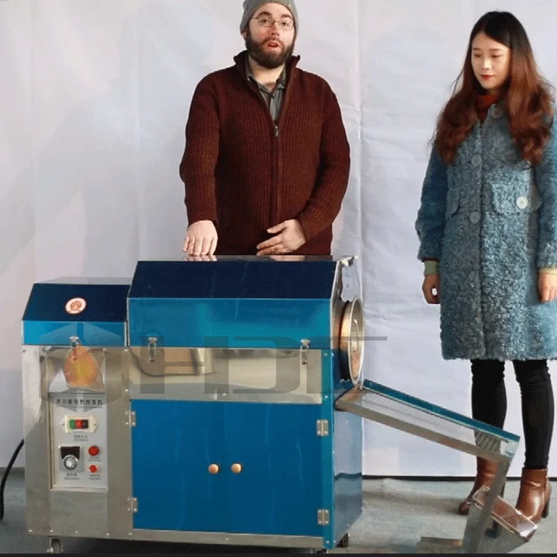 Stainless Steel Rotary Drum Nut Roaster / Peanut Almond Cashew Nut Roasting Machine