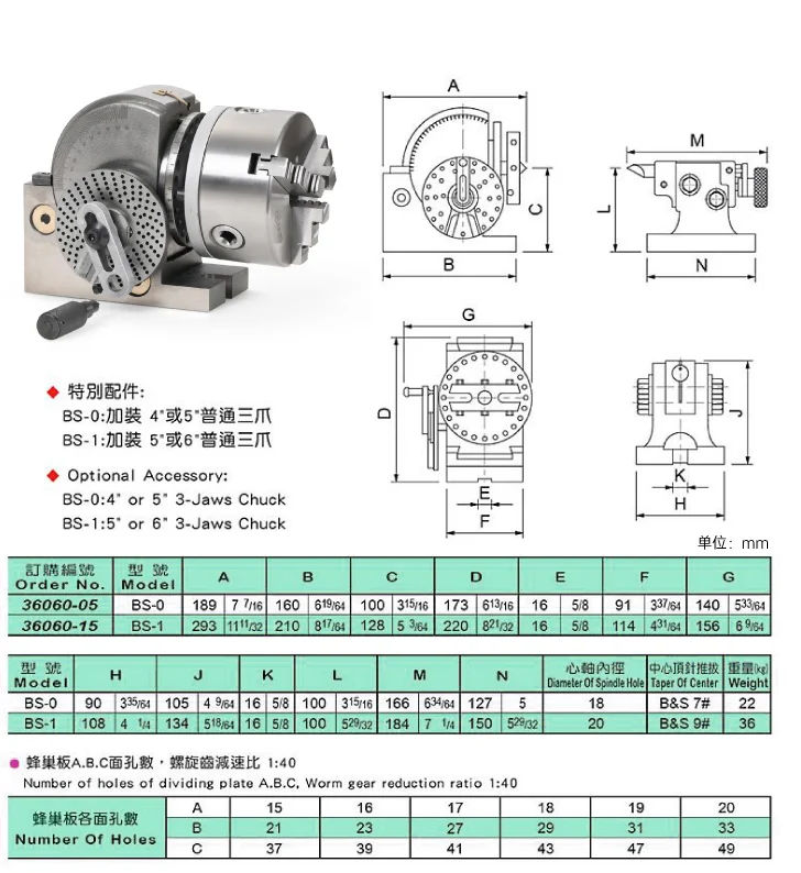 Quick Delivery 3 Jaw Chuck Precision Dividing Head BS-0-5-125 Precision Dividing Head Milling Machine Universal Dividing Head