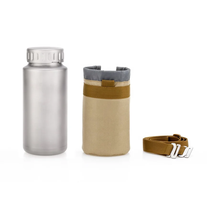 1200ml 40.5oz Wide Mouth Titanium Sports Water Drinking Bottle Large Capacity Single Wall Travel Hiking Cycling w/Carry Bag OEM