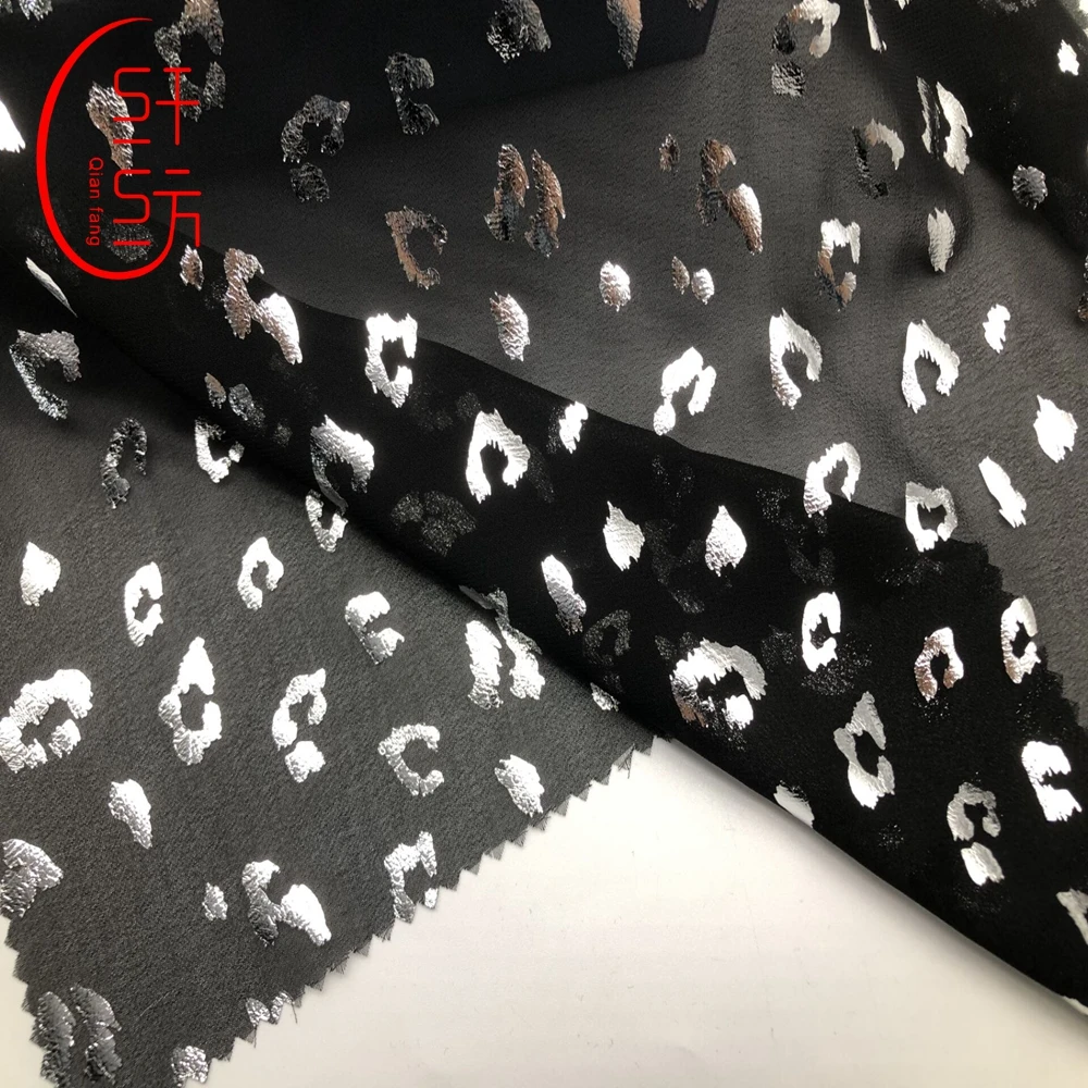 100% polyester chiffon leopard zebra foil meter printed fabric 75DX75D smooth soft used for garments garment dress
