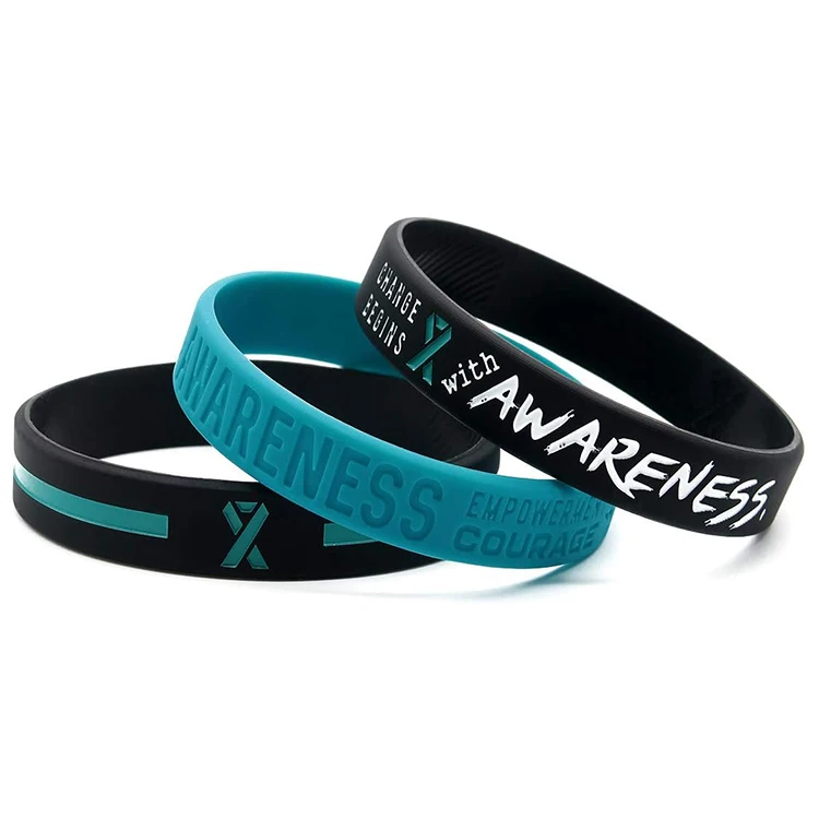 Factory custom logo debossed silicone wrist bracelet solid change begins awareness sports silicone wristband for man