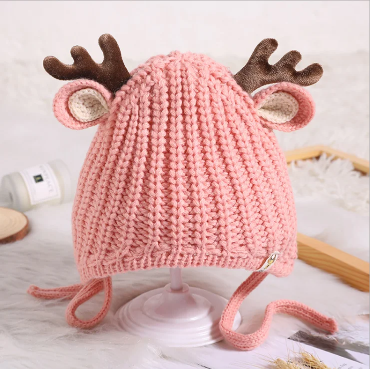 2023 hot sales cute knit new baby deer hat crochet the Christmas deer hat