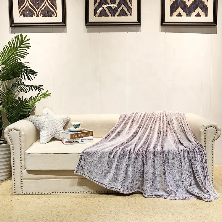 Back side printed soft warm throw fluffy fuzzy plush fleece blanket cobijas