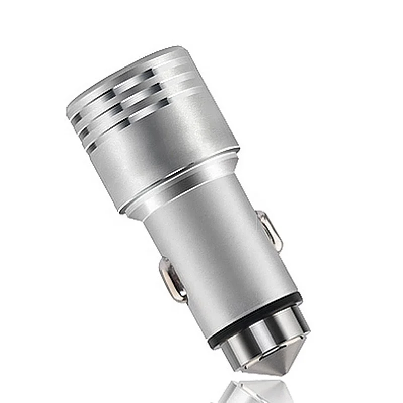 Multi Function Dual USB Car Accessories Charger 12-24V 2 Port Metal USB Car Charger Adapter For Iphone