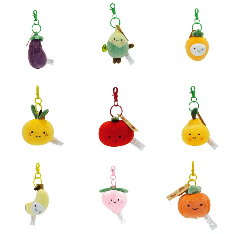 Hot selling stuffed plush keychain toy peach pear banana apple orange fruit food plush keychain