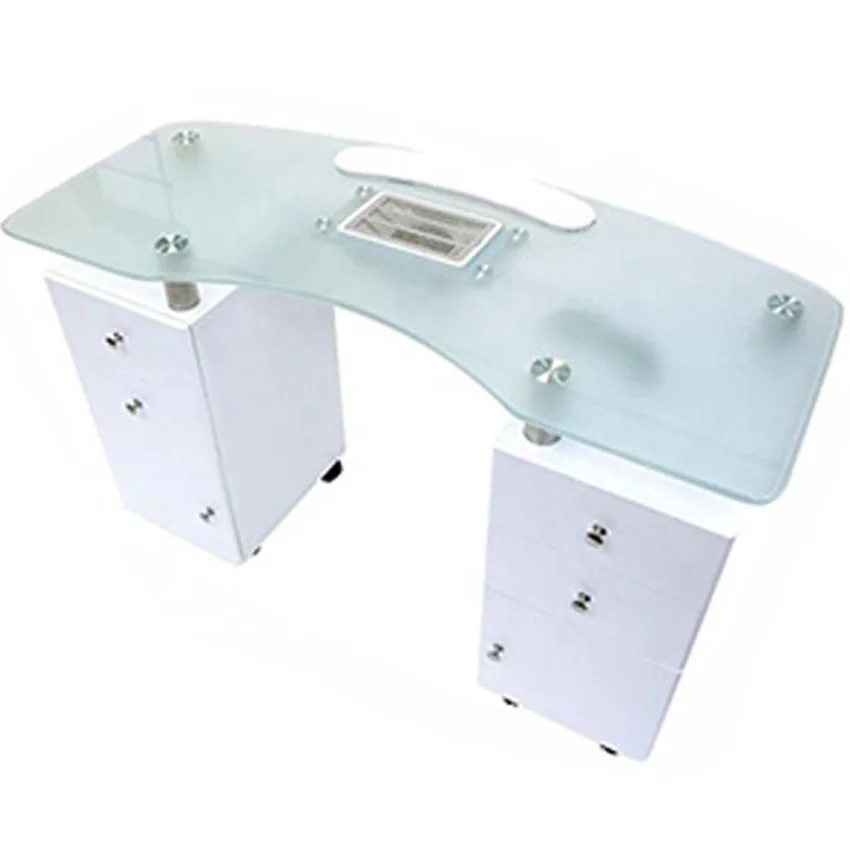 
Beauty Salon Supplies White Glass Manicure Desk / Nail Station with Extractor HY-MT041 