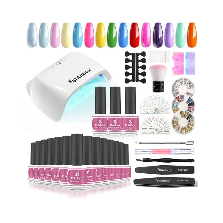 Btartbox PRO 15 видов цветов/комплект сплошного цвета с блестками, гель для ногтей УФ-гель Kit Гель-лак для ногтей, набор для проведения дезинфекции в маникюрном салоне, для домашнего использования