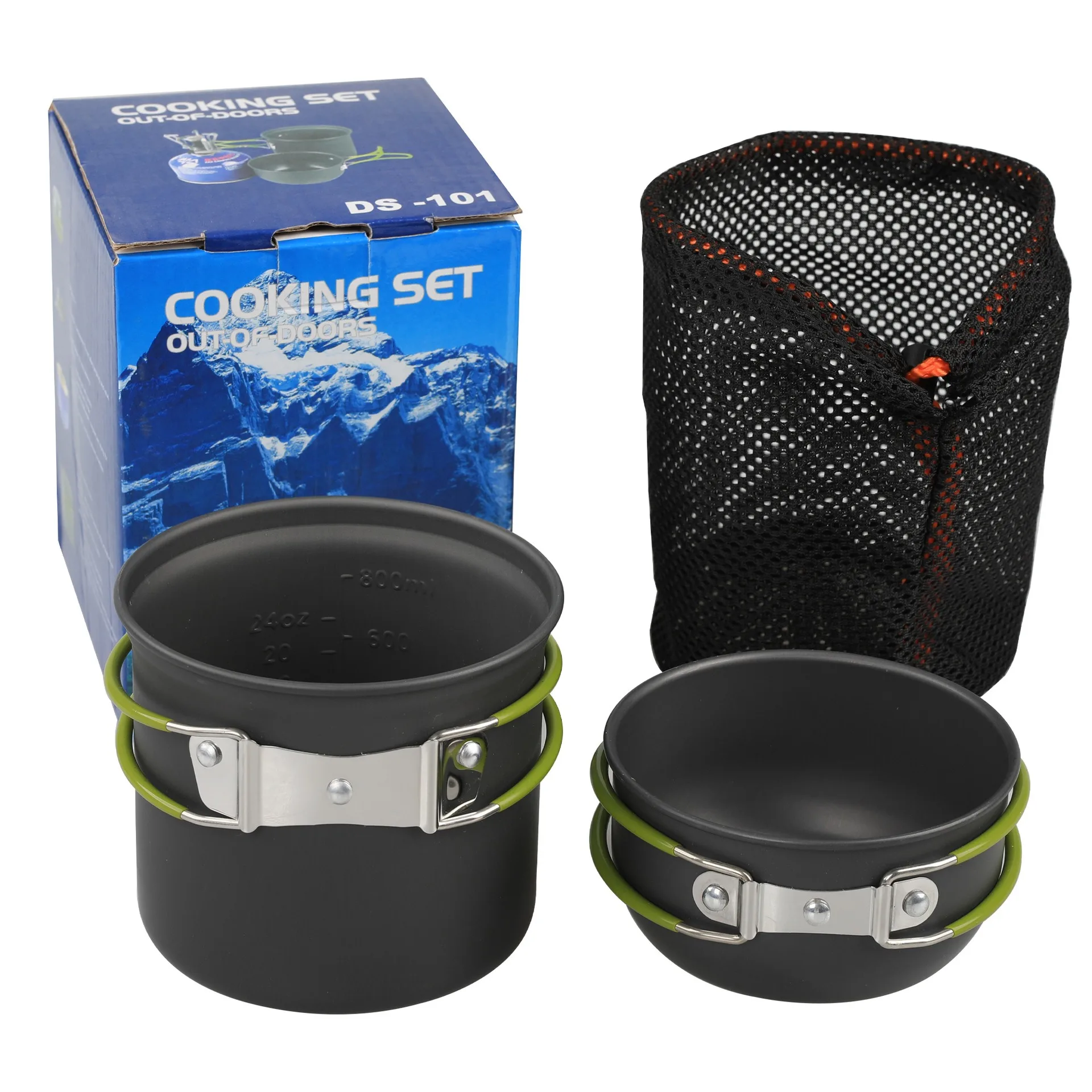 8 Pcs Portable Collapsible Folding Cookware Set Stainless Steel Outdoor Camping Hiking Cooking Pot Picnic Utensils Metal Travel