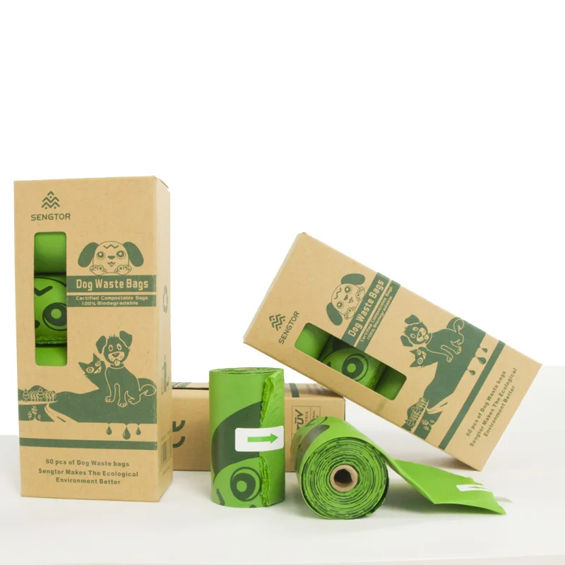 Custom Logo Biodegradable Dog Bags to Collect Poop Plastic Compostable Pack Dog Waste Dog Poop Bags