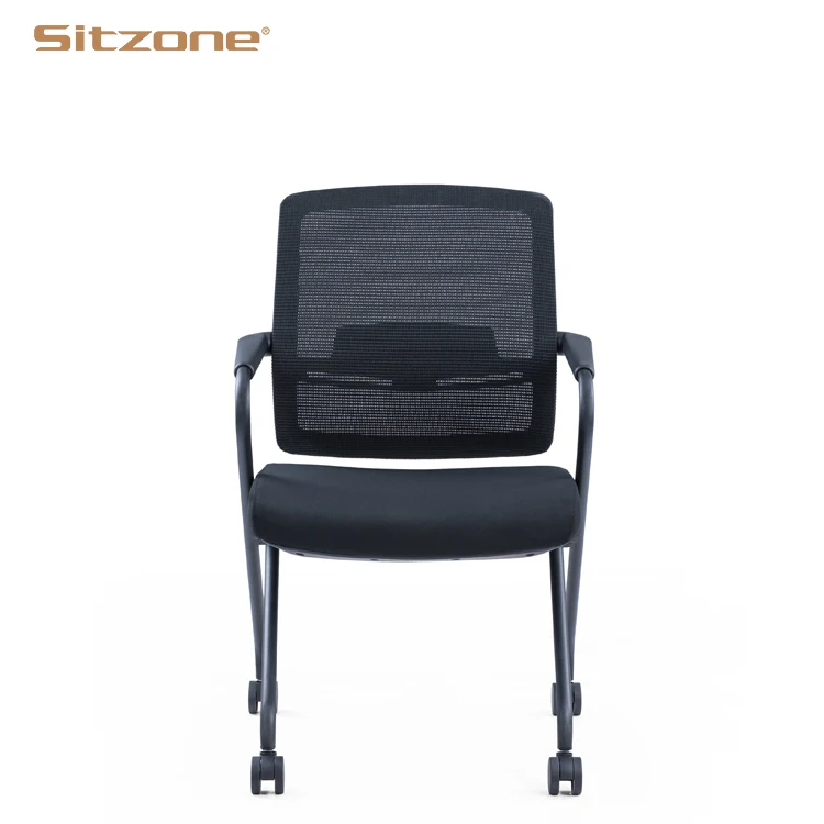 Luxury training center stackable meeting room office mesh training chairs with wheels