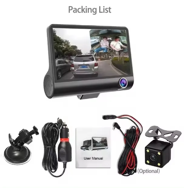 Efficient 3 Cameras Lens Dual Lens Video Recorder Car DVR System