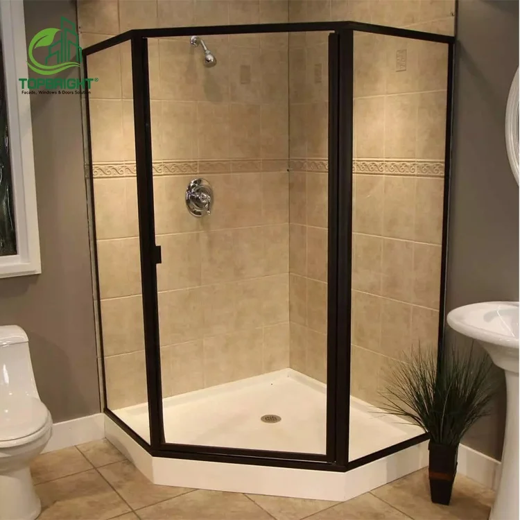Topbright modern shower glass door cheap stainless steel clear hinges sliding shower door