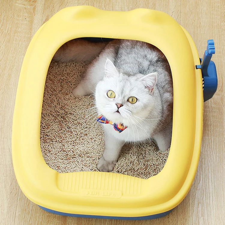 Customized new design plastic furniture cat litter box large pet potty cat litter box