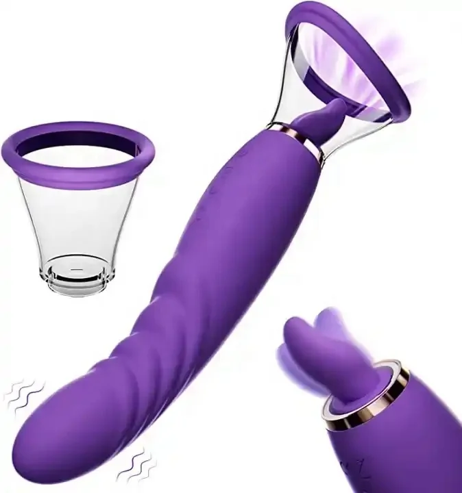 Sex Toy Vibrator for Woman 3 in 1 Clitoral Stimulator Tongue Licking G Spot Thrusting Dildo Vibrator, Nipple Licker for Toys