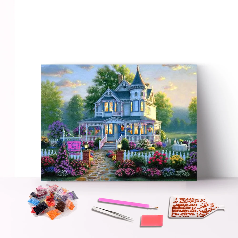Holiday gifts and support personalized photo customized fairyland Castle DIY 5D house diamond Painting