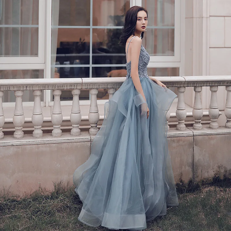 New Arrivals Sexy Deep V-neck Colorful Sequin Evening Dresses Floor Length Ball Gown Marriage Wedding Dress Women Party Dress