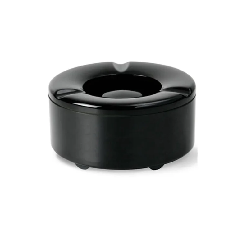 Wholesale Portable office Large Accept Customize Logo Black Melamine Round Windproof Ashtray