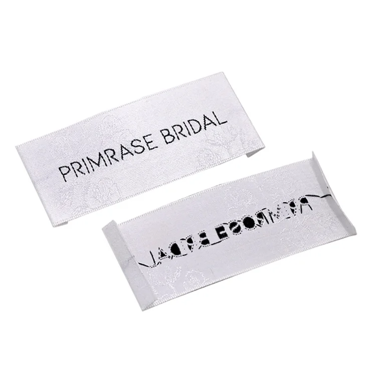 Popular Design Woven Wash Care Label Custom Damask White Woven Labels For Clothing