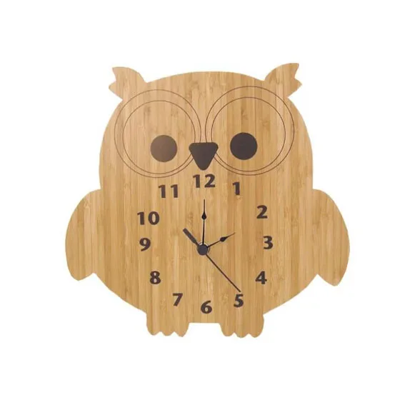 Decorative Cartoon Animal Hippo Silhouette Wooden Wall Mounted Clock MDF Kid Gift Kids Room