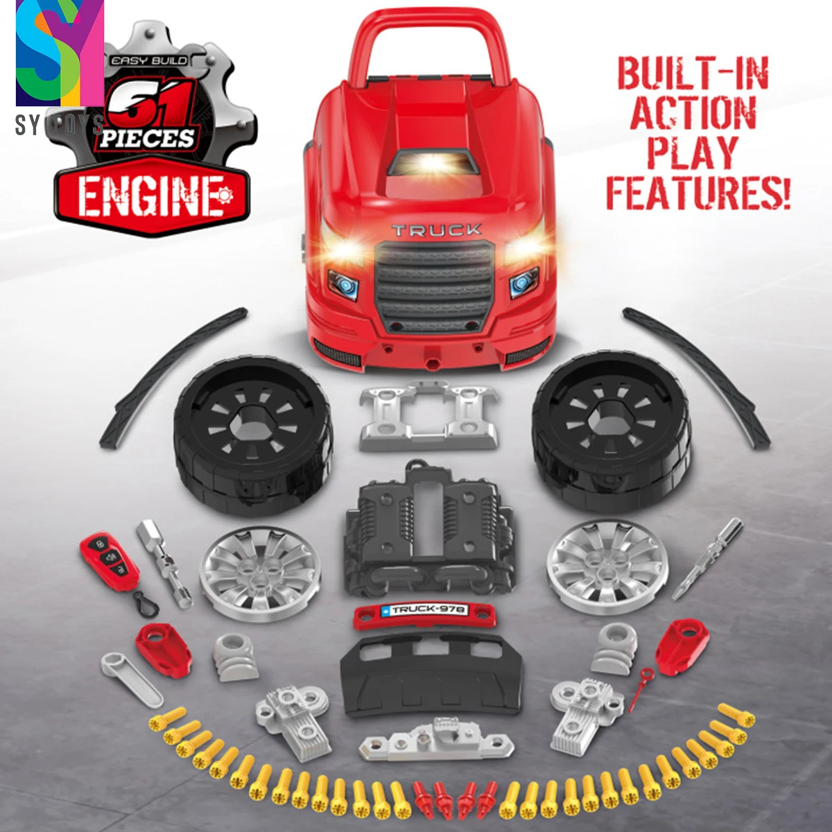 SY TOYS Multi-Function RC Car Workshop Toy Set For Kids Engine Disassembly Play With Truck & Mechanic Car Repair Top Kids Toy