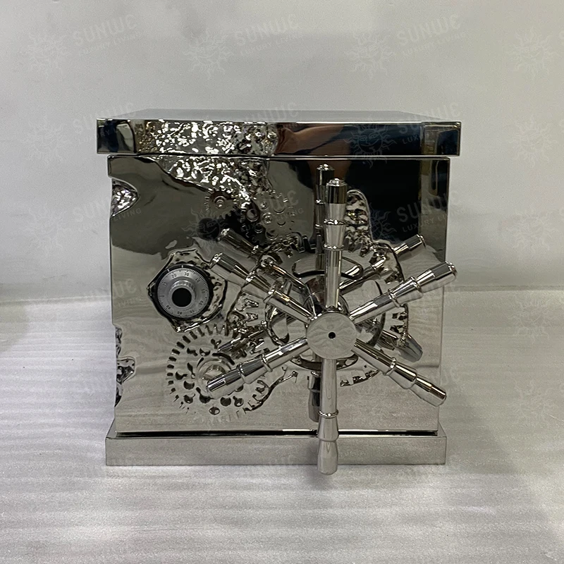 Gold plated stainless steel wine cabinet Anti-theft Small capacity safe Safe Luxury high-end art home furniture safe