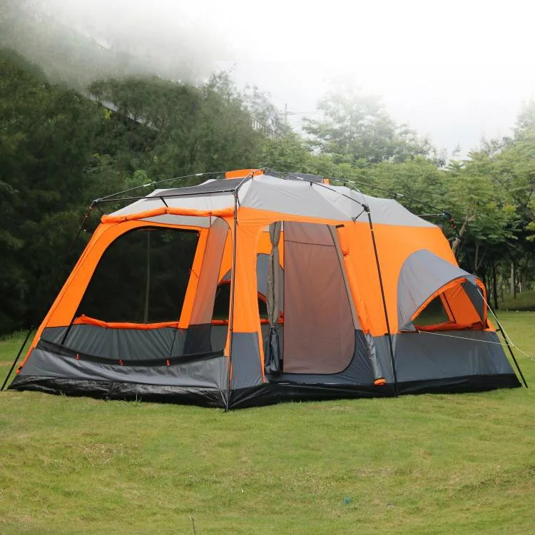 Large Family 3 Rooms Camping Tent Outdoor 8-12 Persons Luxury Tent For Camping Hiking Leisure Time Waterproof Tent