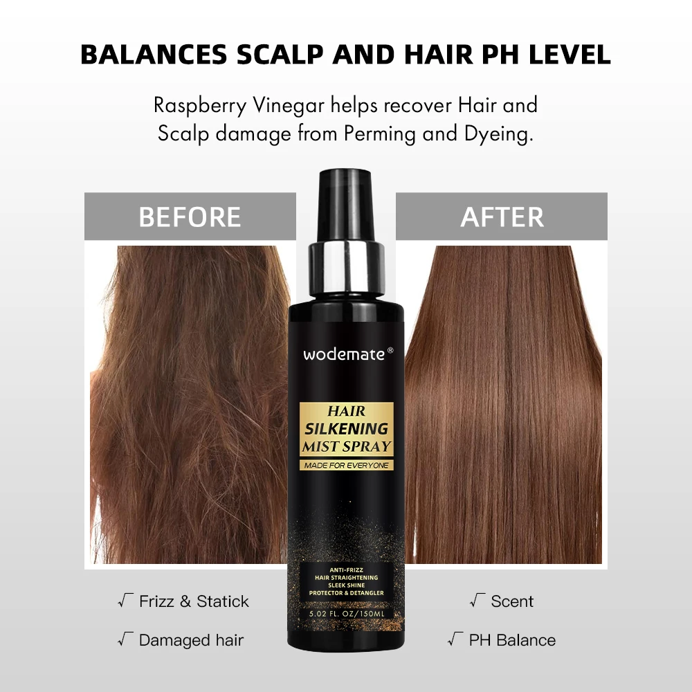 Wodemate Private Label Silkening Mist Hair Spray Leave In Hair Styling Strong Soft Hold Hair Spray