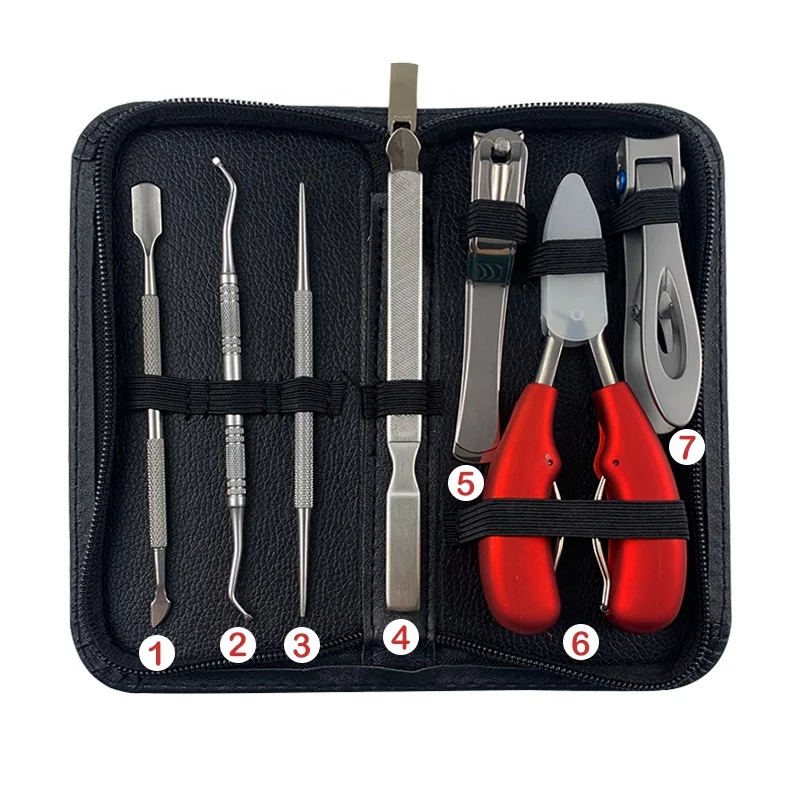 New Professional SPA Manicure Nail Care Tools Set 7pcs Leather Case Portable Manicure Pedicure kit