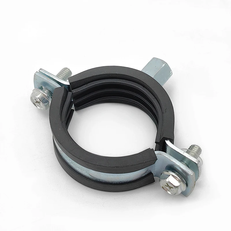 EPDM Pipe Clamp With Rubber Lined Split Two Screw Tube Wall Mounting Clamps