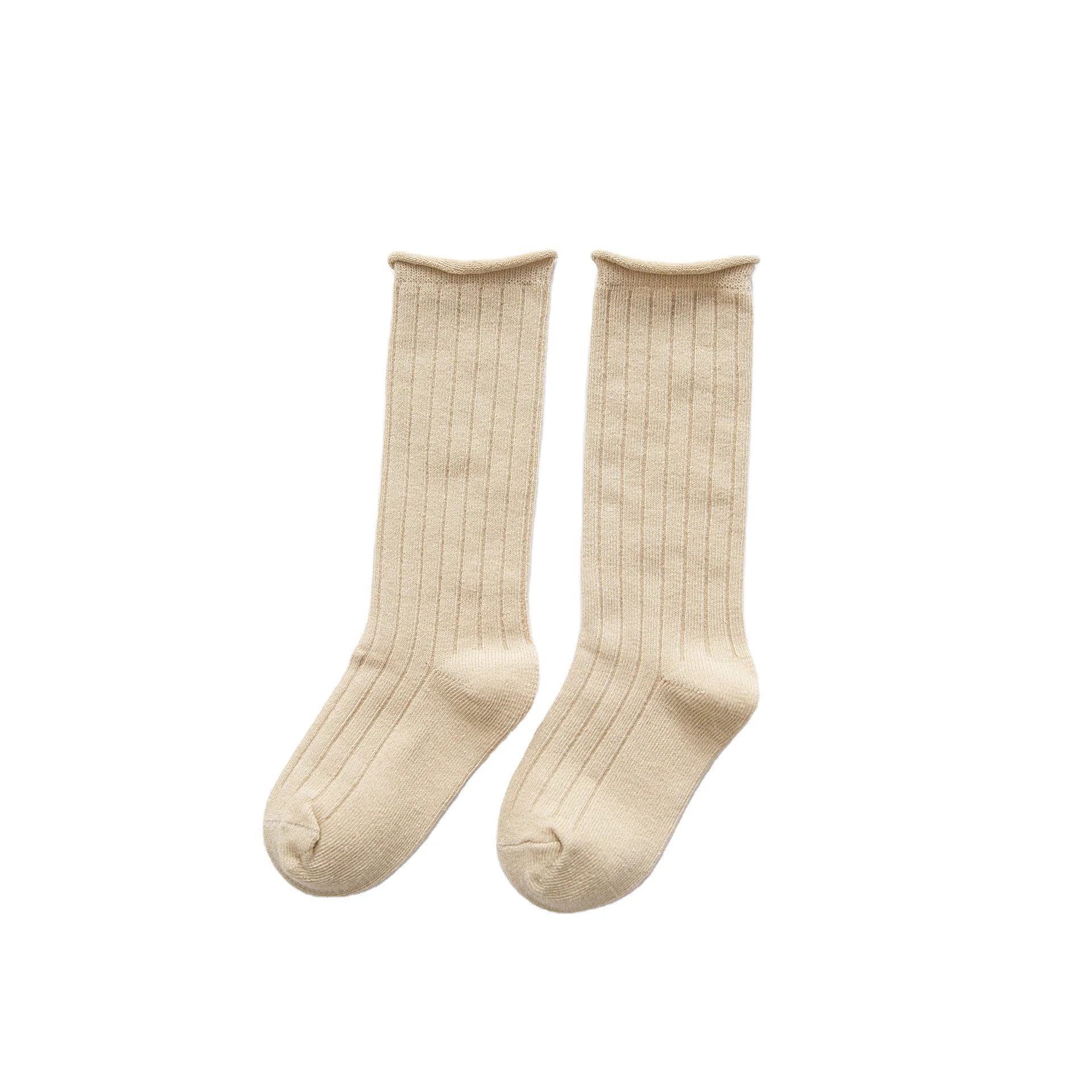 Premium Cotton Ribbed Crew Socks Wholesale Toddler Baby Boys Girls Organic Socks