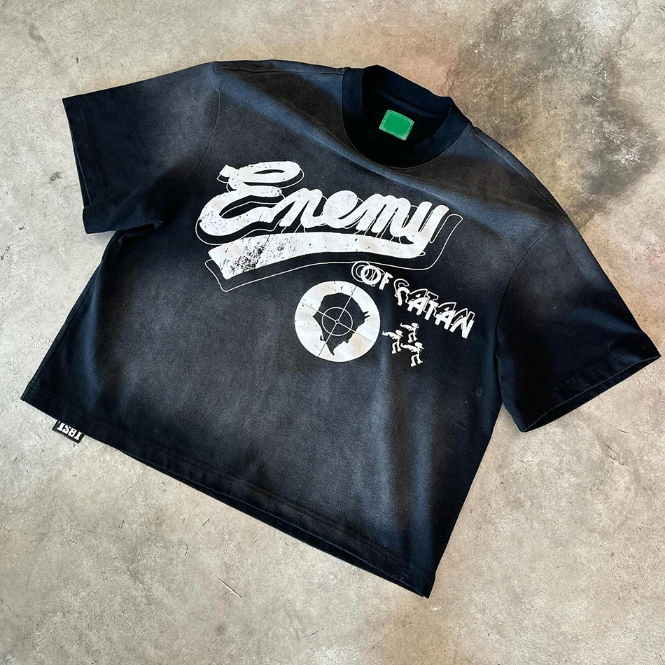 Clothing Manufacturers Custom Logo Screen Print Oversized T-shirts Acid Wash Cotton Men Boxy T Shirts