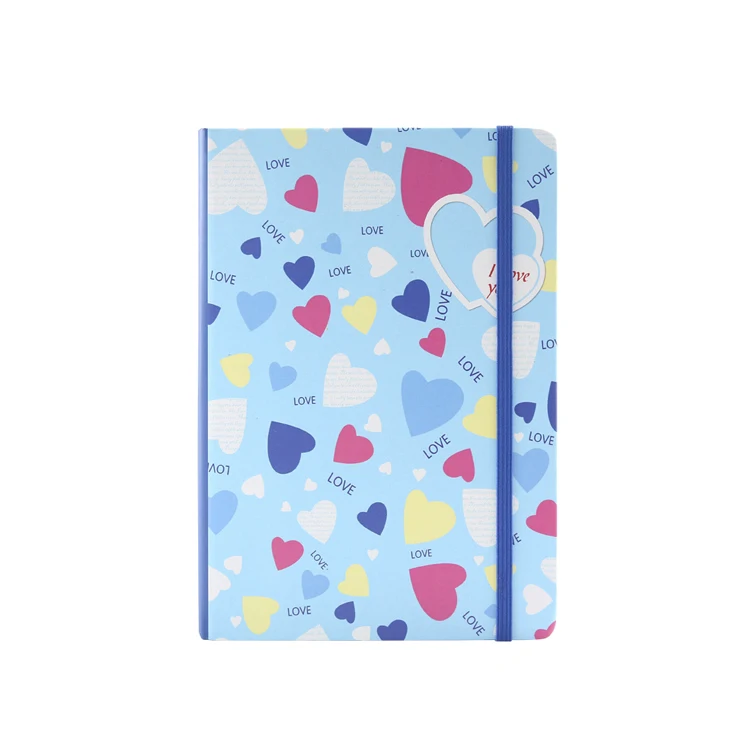 Cute cheap custom mini full color printing art paper hard cover School Notebook A5 B6 with elastic band