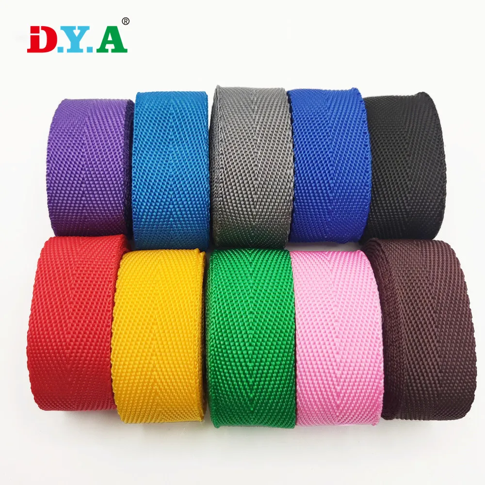 25MM Custom Size Colorful PP Ribbon Herringbone Strap Polypropylene Webbing Belts Band for Bags Garments