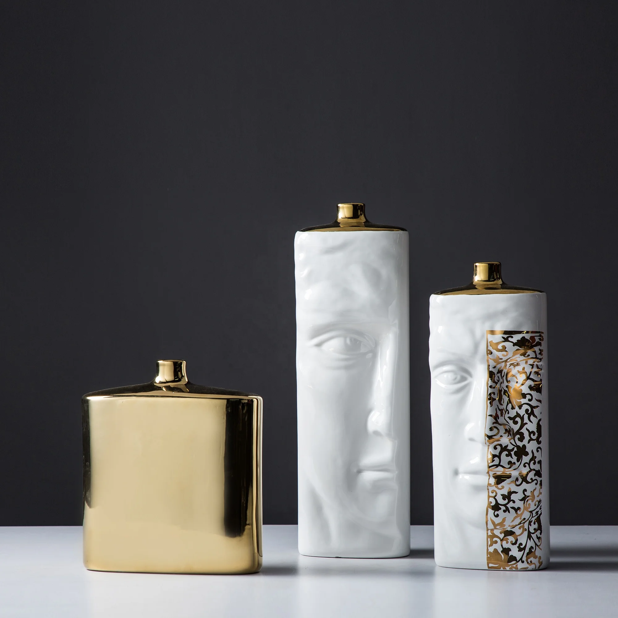 Human face porcelain design modern ceramic craft sculpture ceramic vase