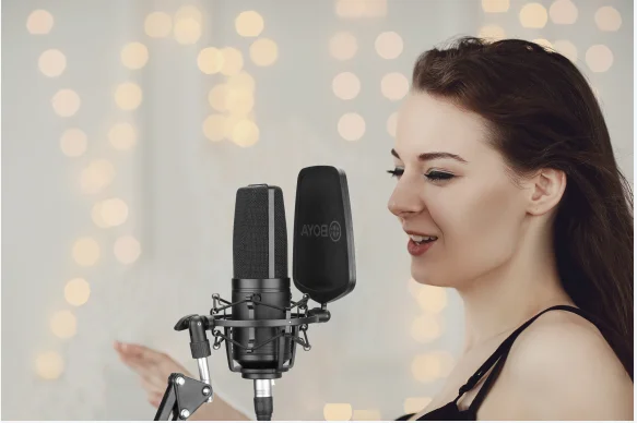 BOYA BY-M1000 Condenser Microphone Large Diaphragm Professional studio Microphone for sing video recording