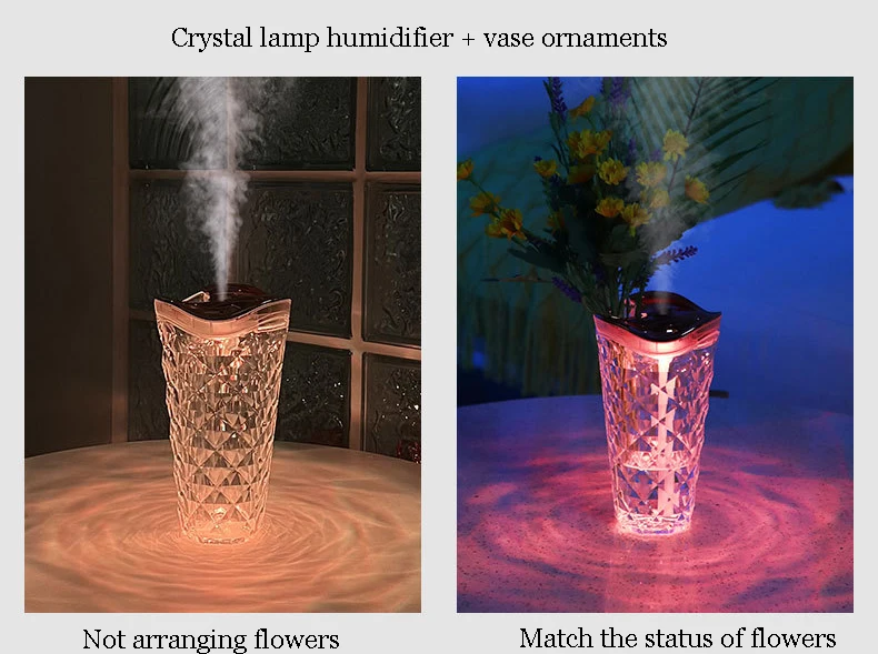 Top Room H2O Spray Air Purifier Luftbefeuchter Plant 7 Colors LED USB Ultrasonic Air mosaic glass aroma diffuser Humidifier