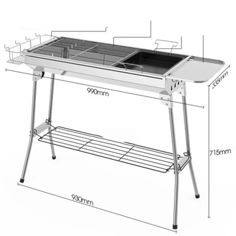 
Spot Wholesale Thickened Stainless Steel BBQ Outdoor Smokeless Folding Portable Grill 