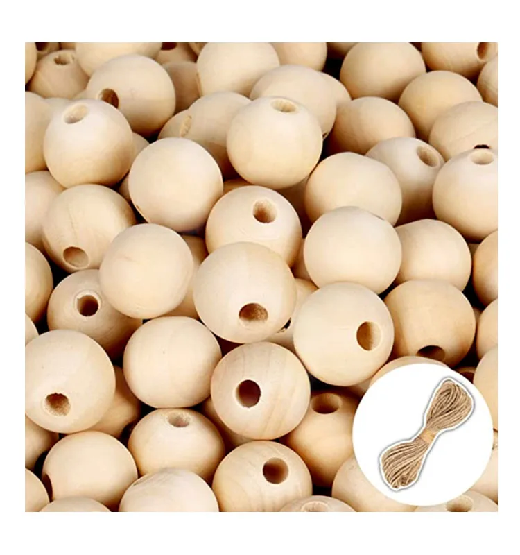 6mm 8mm 10mm 12mm 14mm 16mm 20mm Unfinished Natural Solid Round Wood Spacer Bead Wooden Loose Bead Ball for DIY Crafts