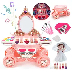 Perfect Christmas Gift Eve Stone 47 Pcs Kids Pretend Play Toys Makeup Kit for Girls Washable Makeup Set with Non Toxic Cosmetic