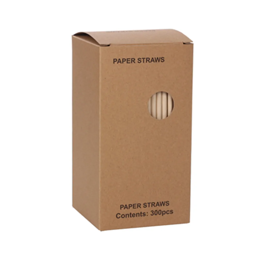 300-Pack Biodegradable Paper Straws Dye-Free- Brown Kraft Premium Eco-Friendly Paper Straws Bulk- Drinking Straws for Juices